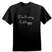 'Don't worry. Eat happy.' Kids T-Shirt.